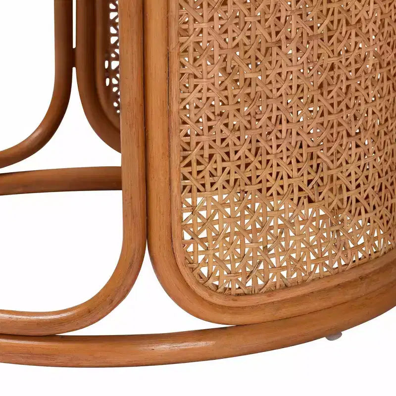 Tavolino Rotondo in Rattan Color Miele Chiaro