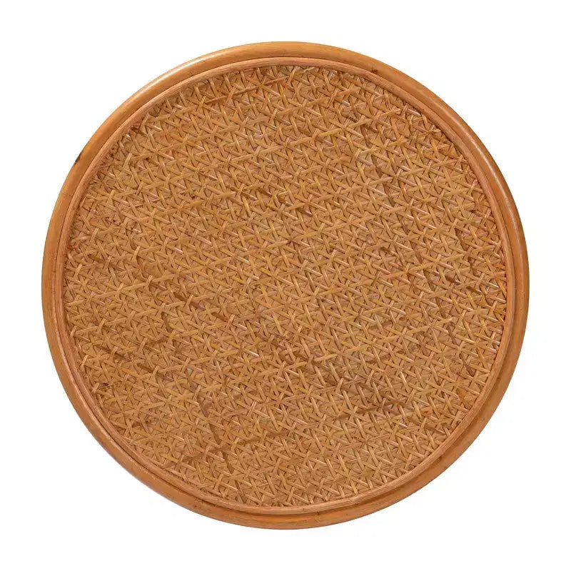 Tavolino Rotondo in Rattan Color Miele Chiaro