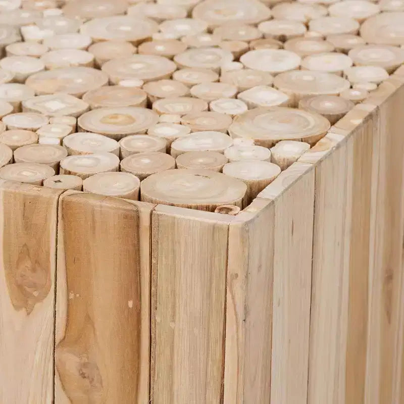 Tavolino da caffè in legno di teak con base in tronco di legno di recupero