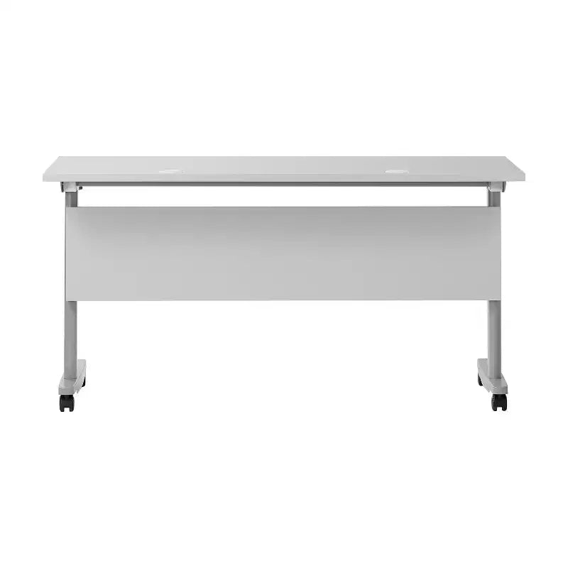 Tavolo da formazione con piano ribaltabile resistente, design impilabile, pannello per la privacy, gambe a T e telaio in metallo