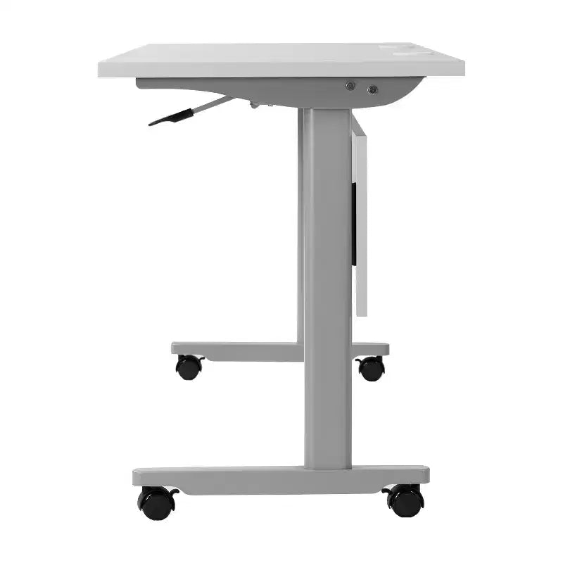 Tavolo da formazione con piano ribaltabile resistente, design impilabile, pannello per la privacy, gambe a T e telaio in metallo