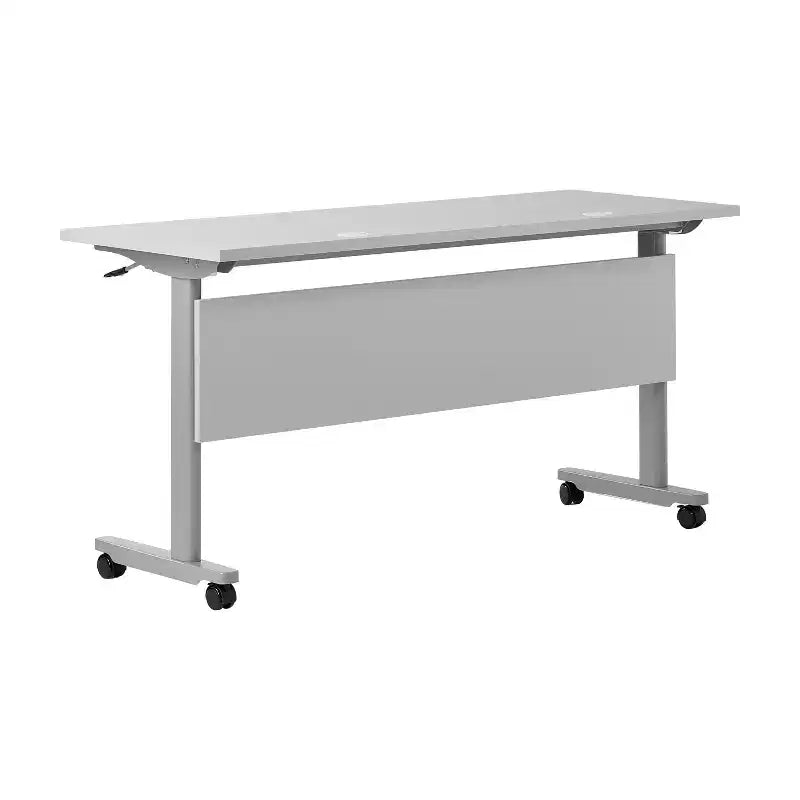 Tavolo da formazione con piano ribaltabile resistente, design impilabile, pannello per la privacy, gambe a T e telaio in metallo