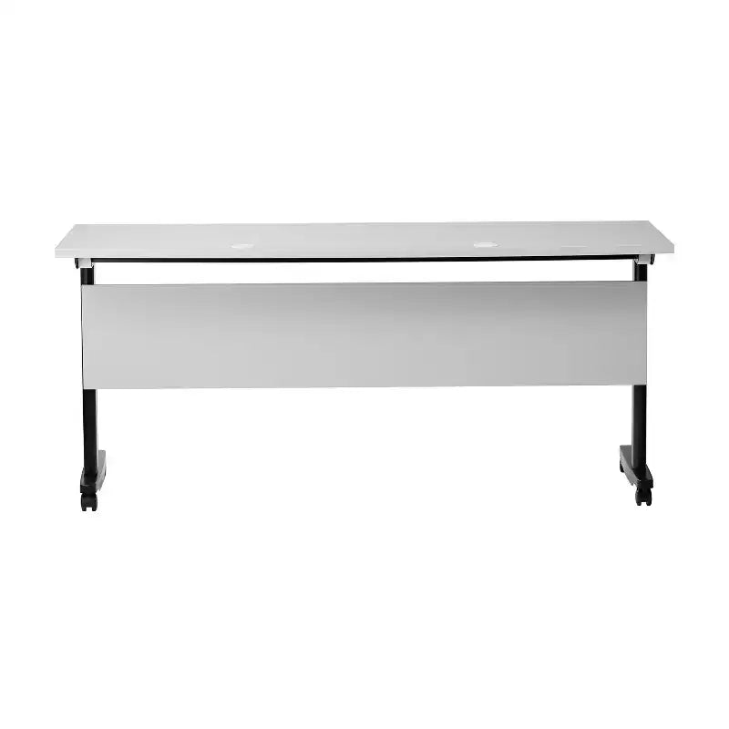 Tavolo da formazione con piano ribaltabile resistente, design impilabile, pannello per la privacy, gambe a T e telaio in metallo