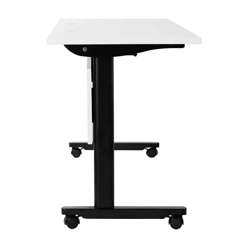 Tavolo da formazione con piano ribaltabile resistente, design impilabile, pannello per la privacy, gambe a T e telaio in metallo