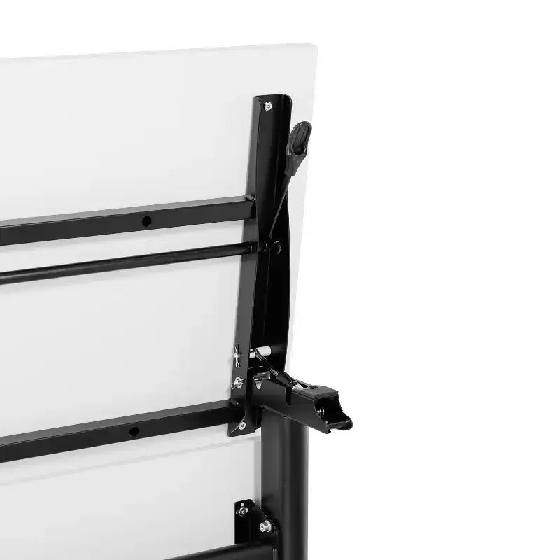 Tavolo da formazione con piano ribaltabile resistente, design impilabile, pannello per la privacy, gambe a T e telaio in metallo