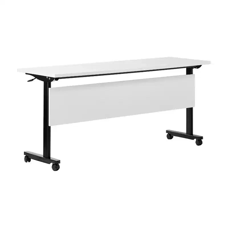 Tavolo da formazione con piano ribaltabile resistente, design impilabile, pannello per la privacy, gambe a T e telaio in metallo