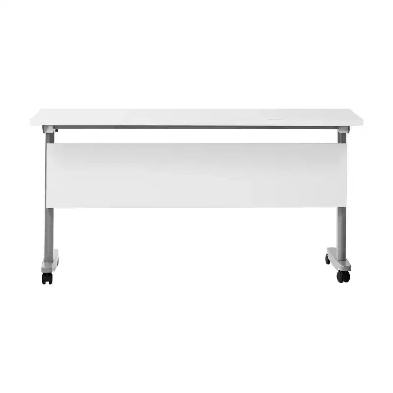 Tavolo da formazione con piano ribaltabile resistente, design impilabile, pannello per la privacy, gambe a T e telaio in metallo