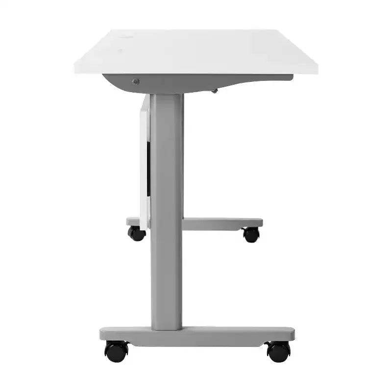 Tavolo da formazione con piano ribaltabile resistente, design impilabile, pannello per la privacy, gambe a T e telaio in metallo