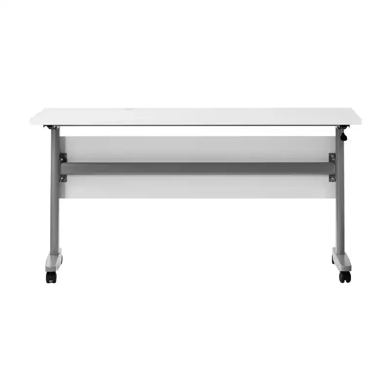 Tavolo da formazione con piano ribaltabile resistente, design impilabile, pannello per la privacy, gambe a T e telaio in metallo