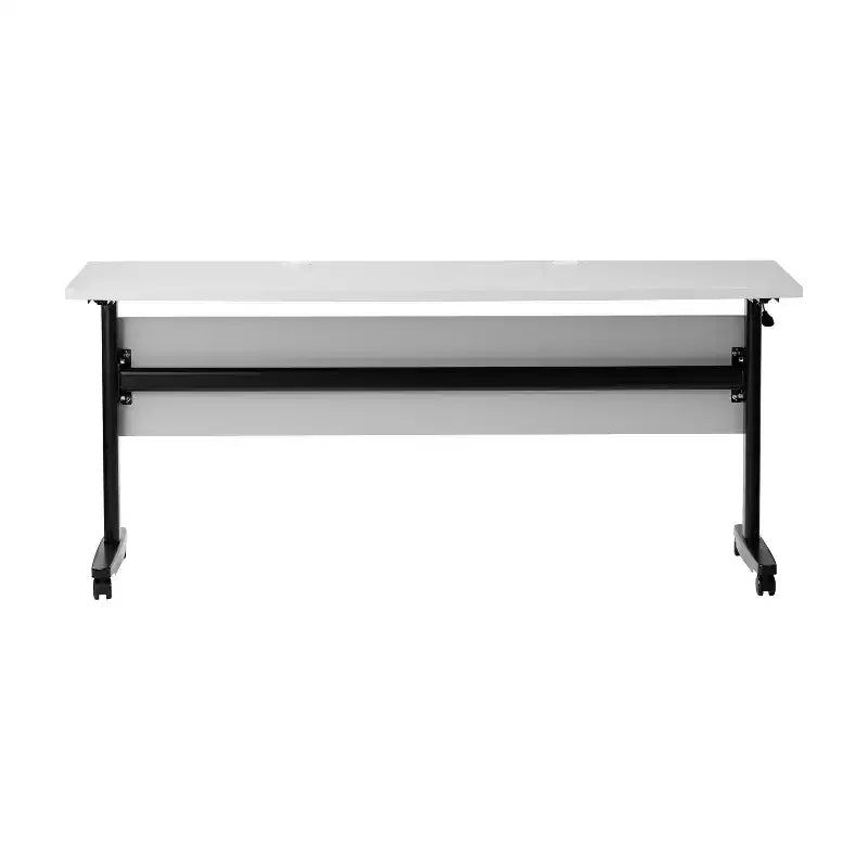 Tavolo da formazione con piano ribaltabile resistente, design impilabile, pannello per la privacy, gambe a T e telaio in metallo