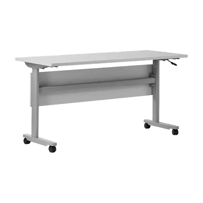Tavolo da formazione con piano ribaltabile resistente, design impilabile, pannello per la privacy, gambe a T e telaio in metallo