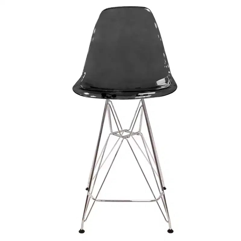 Sgabello da bar Mid-Century Modern con base cromata e sedile in acrilico, altezza bancone