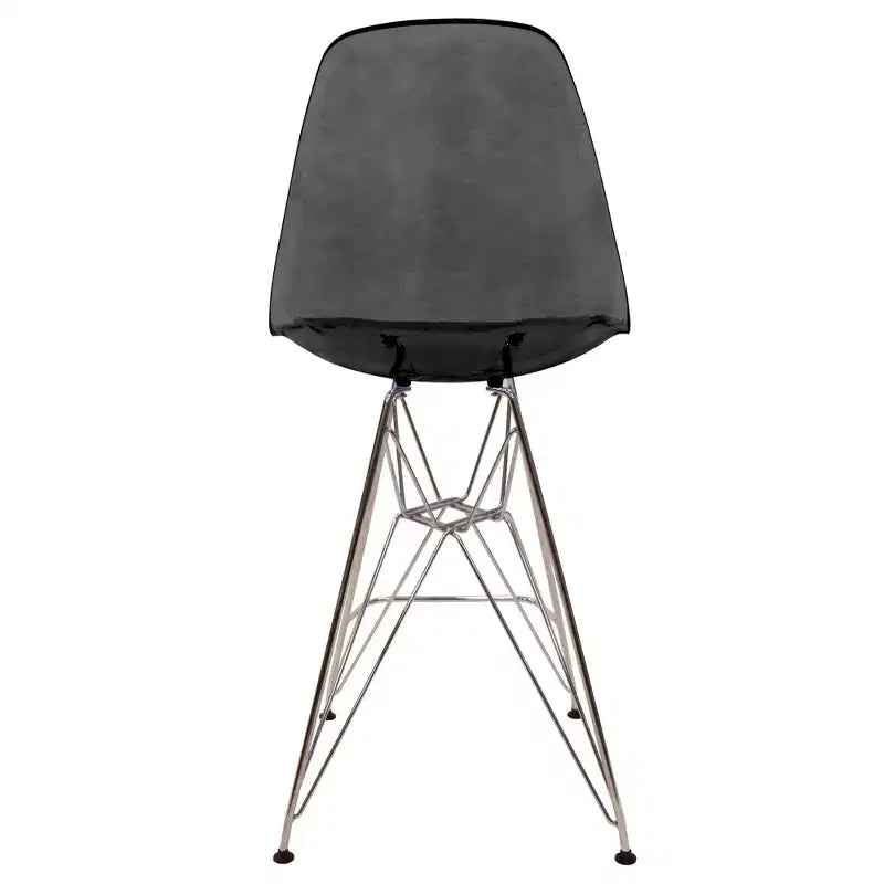 Sgabello da bar Mid-Century Modern con base cromata e sedile in acrilico, altezza bancone