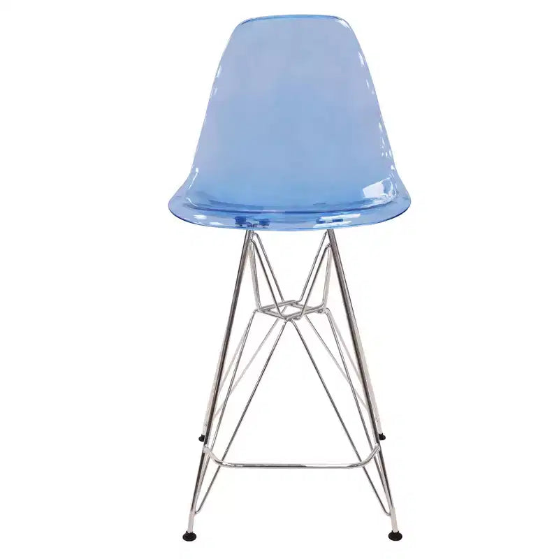 Sgabello da bar Mid-Century Modern con base cromata e sedile in acrilico, altezza bancone