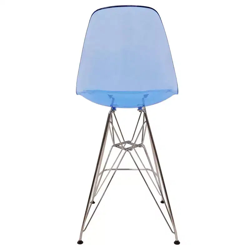 Sgabello da bar Mid-Century Modern con base cromata e sedile in acrilico, altezza bancone