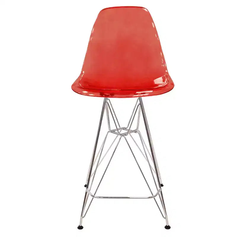 Sgabello da bar Mid-Century Modern con base cromata e sedile in acrilico, altezza bancone