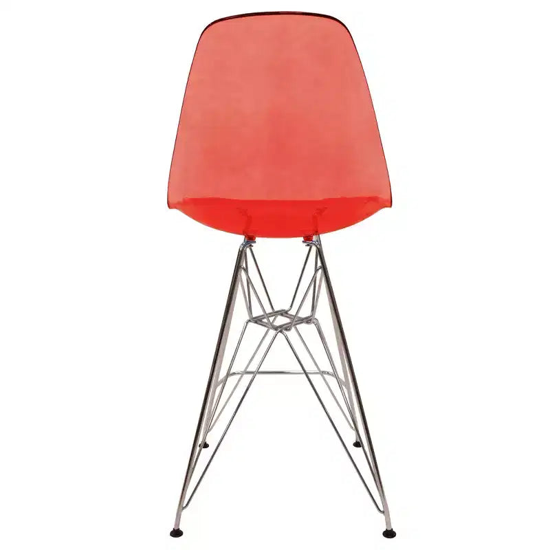 Sgabello da bar Mid-Century Modern con base cromata e sedile in acrilico, altezza bancone