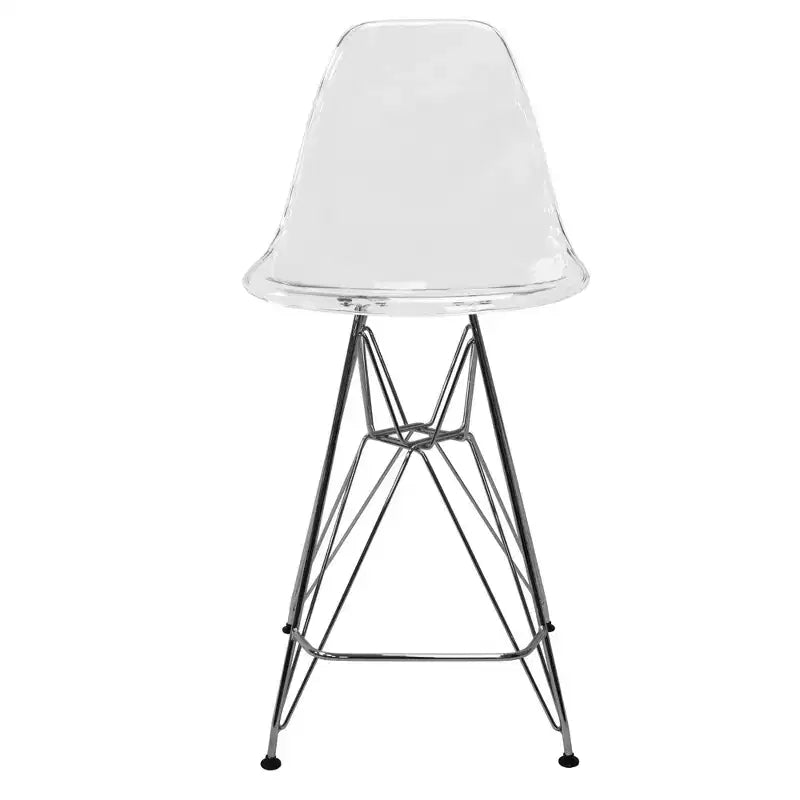 Sgabello da bar Mid-Century Modern con base cromata e sedile in acrilico, altezza bancone