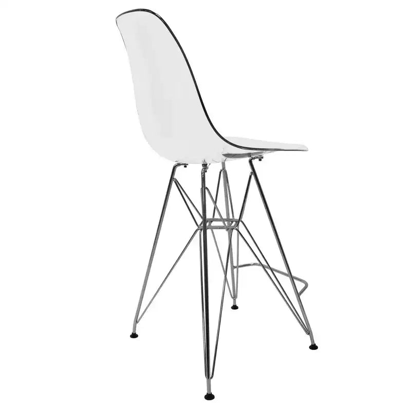 Sgabello da bar Mid-Century Modern con base cromata e sedile in acrilico, altezza bancone