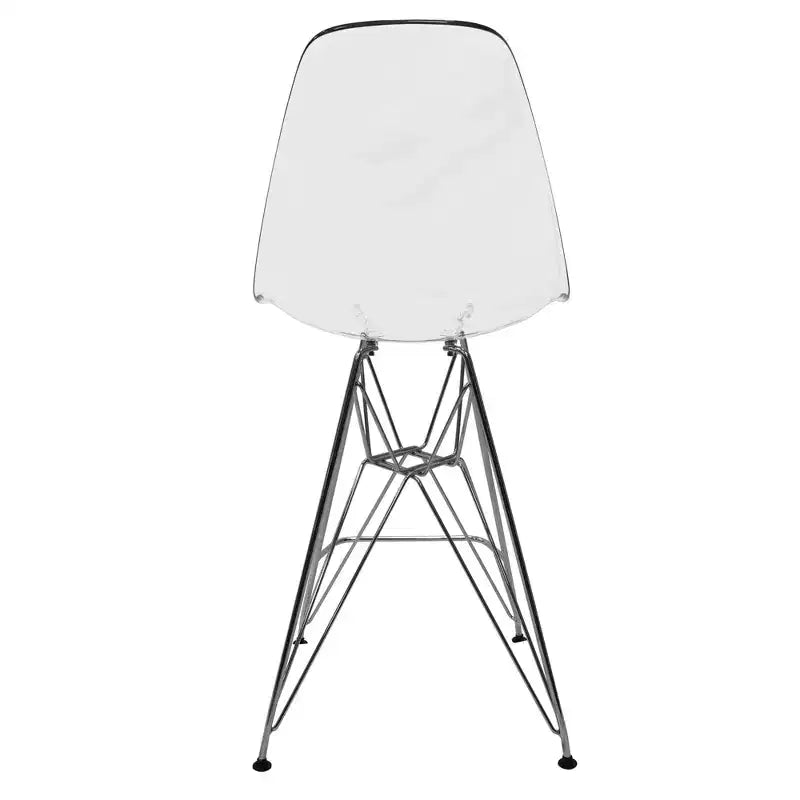 Sgabello da bar Mid-Century Modern con base cromata e sedile in acrilico, altezza bancone